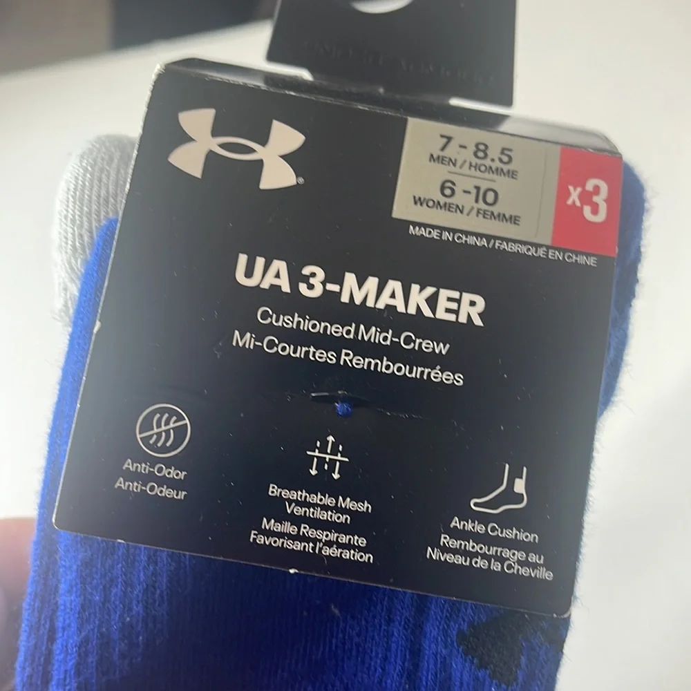 Under Armour UA 3-Maker 3 Pairs Socks Medium Blue